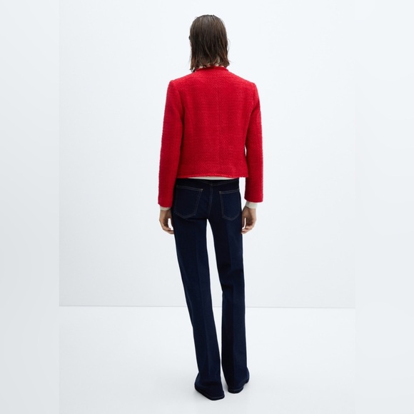 Mango TWEED JACKET WITH POCKETS - Size 3XL - Red - Picture 4 of 12